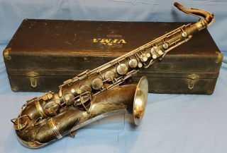 Vintage 1923 Cg Conn Wonder Tenor Saxophone Low Pitch Elkhorn Usa With Case