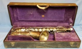 Vintage 1923 CG Conn Wonder Tenor Saxophone Low Pitch Elkhorn USA with Case 2