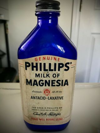 Phillips´ Milk Of Magnesia - Antique Blue Glass Bottle