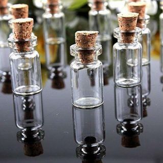 Mini Small Cork Stopper Glass Bottles Clear Empty Jars Vials Pendants Uk Cuboid