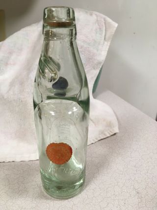 Vintage J.  Roberts Castleford Extra Strong Glass Bottle With Marble