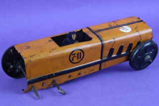 Vintage tin litho wind up 7 - 11 race car 2
