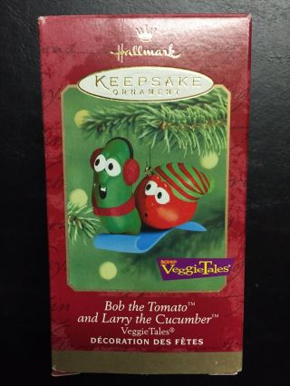 Veggie Tales Bob The Tomato Larry Cucumber Sled Hallmark Ornament Keepsake 2000