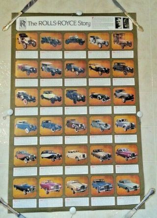 Vintage 1970 The Rolls Royce Story Automobile Car History Poster