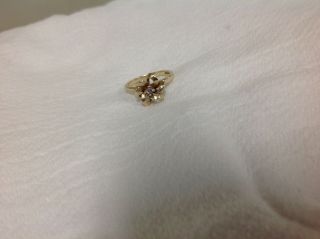 Vintage 1940 ' s Baden & Foss Signed 14k Gold Floral Ring w/ Center Diamond 2
