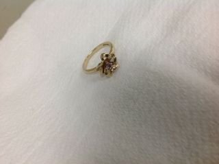 Vintage 1940 ' s Baden & Foss Signed 14k Gold Floral Ring w/ Center Diamond 3