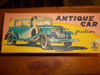 Vintage 7 1/2 " Tin Friction Cragstan 1929 Ford Antique Car 1950 