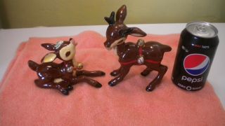 Vintage Napco Christmas Reindeer Figurines Set Of 2 Reindeer Japan As - Is