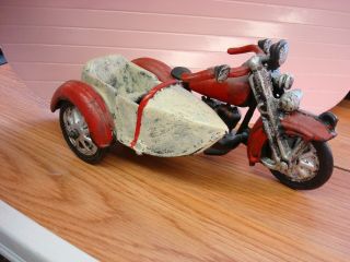 Vintage Cast Iron Hd Harley Davidson Motorcycle W/sidecar