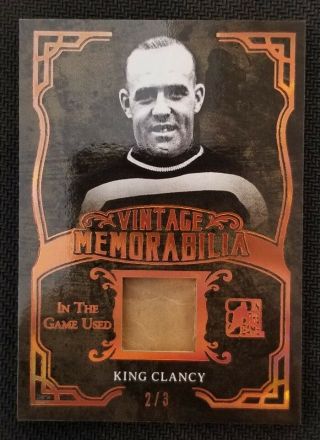 2017 - 18 In The Game Vintage Memorabilia King Clancy Patch Ed 2/3