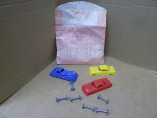 Marx Gas Station Play Set Cars With Metal Wheels In Bag
