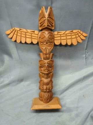 Vintage Ray Williams Native Indian Art Northwest Coast Totem Pole Wood Carving