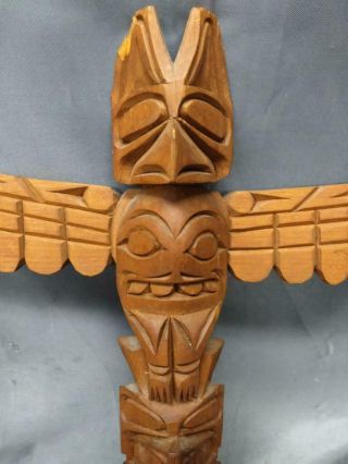 Vintage Ray Williams Native Indian Art Northwest Coast Totem Pole Wood Carving 2