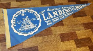 Rare Vintage 1969 Apollo 11 First Man On The Moon Pennant,  Moon Landing,  Space