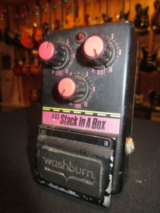 Vintage Circa 1986 Washburn Ad3 Stack In A Box Distortion Pedal Black & Pink
