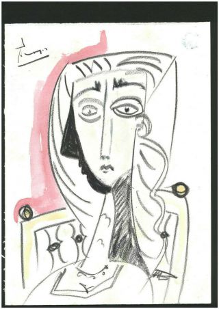 Pablo Picasso - Vintage Rare Art Pastel On Paper Hand Signed No Print
