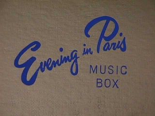 Music Box Vintage Evening In Paris Gift Set Red Lid 8 Blue Bottles Bourjois