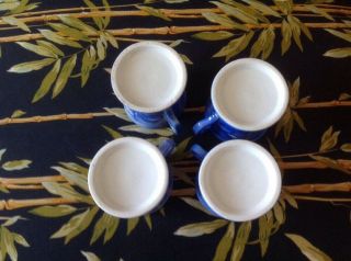 Set Of 4 Currier and Ives Blue/White Mugs Home in Winter Scenes 3