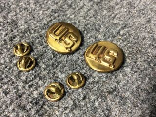 Vintage Wwii U.  S.  Army Brass Uniform Pins - 127 1 - Pair,  Two Pins