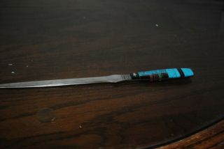 9 1/2 In Long Stainless Steel Letter Opener With Turquoise Inlay Handle