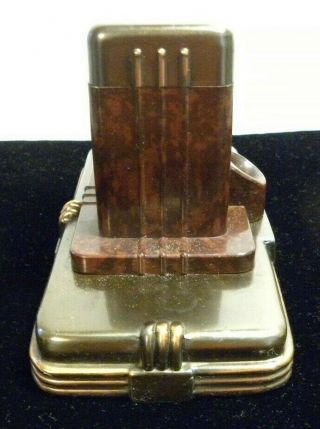 Vintage Art Deco Desk Pen Holder with Storage,  Metal & Bakelite made in the USA 2