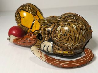 Antique Vintage 1950s MARX Lithograph Roll Over Cat Ball Wind - up Tin Toy No Key 3