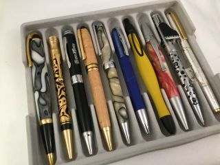 Unbranded Set Of 10x Luxury Pens Mixed Colors Silver Styles,  Tray (jlc)