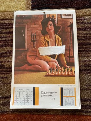 Vintage 1964 Semi - Nude Playboy Playmate Pinup Calendar
