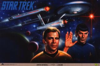 STAR TREK POSTER Vintage 1992 Limited Edition ' d Kirk/Spock Shatner/Nimoy NOS 2