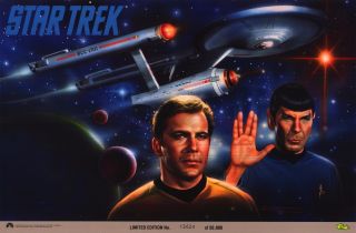 STAR TREK POSTER Vintage 1992 Limited Edition ' d Kirk/Spock Shatner/Nimoy NOS 3