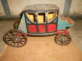Antique ? Primitive Toy Wood Horse Buggy Painted Vintage,  ???