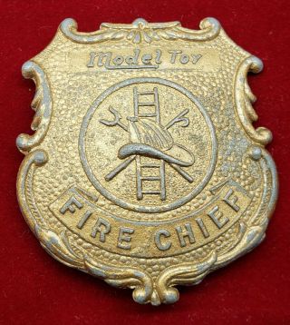 Vintage The Charles Wm.  Doepke Model Toy Fire Chief Badge Firemen Pinback Button