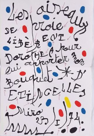 Joan Miro Double Page Lithograph 1974 Xxe Siecle