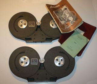 Vintage Bach Auricon 16mm Film Magazines Canisters - Mod M74 - 6,  Manuals