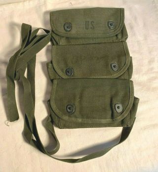 Us Army 3 Pocket Canvas Grenade Carrier Vietnam Era 1967 Web Belt Hook Usmc