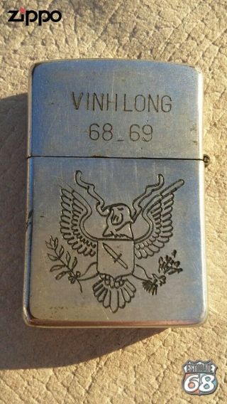 Vintage Zippo Petrol Lighter Vietnam War Vinh Long 68 - 69