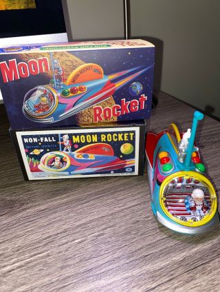 Masudaya Moon Rocket Japan Pull Back Action Rocket Collectible Tin Toy 1997