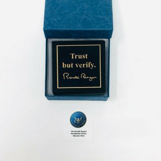 Ronald Reagan Trust But Verify Paperweight Presidential Library Marble
