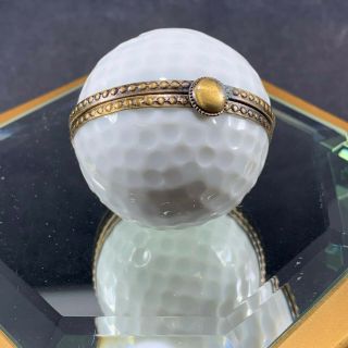 Limoges France Peint Main Hinged Trinket Box " Golf Ball " Collectible