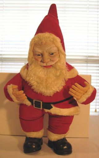 Vintage Christmas Santa Claus Stuffed Animal Figure Plush Rubber Face Hands