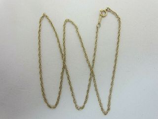 Vintage Solid 14k Yellow Gold French Rope Chain 15 Inch,  1.  5 Mm,  1.  7 Grams