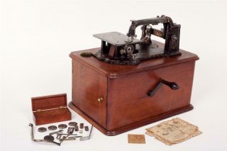 Vintage C1861 " Wheeler & Wilson No.  4 " Sewing Machine With Stand & Accessories