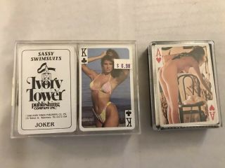 Vintage 2 Decks Sassy Swimsuits Ivory Tower Playing Cards & Nude Deck
