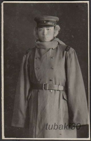 C32 Imperial Japanese Army Photo Soldier With Earmuffs In China
