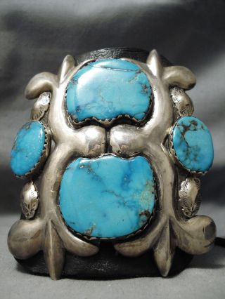 Biggest Best Vintage Navajo Carico Lake Turquoise Sterling Silver Ketoh Bracelet