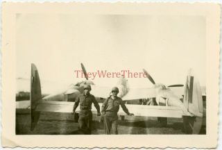 Wwii Photo - Us Gis W/ P 38 Lightning Fighter Plane - Tail Code N