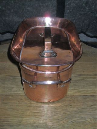 Vintage French Copper Daubiere Casserole Slow Cooker Oven Pan Tin Line 3.  5kg