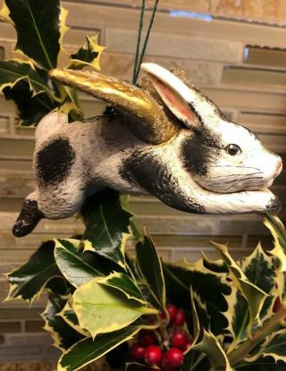 Vintage Walnut Ridge Collectibles Angel Flying Bunny Rabbit Ornament 1996