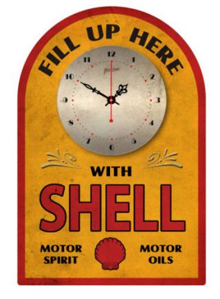 Shell Motor Oils Vintage Tin Sign Clock Retro Style