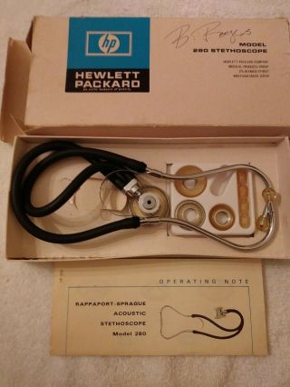 Vintage Hewlett Packard Hp Rappaport Sprague Stethoscope